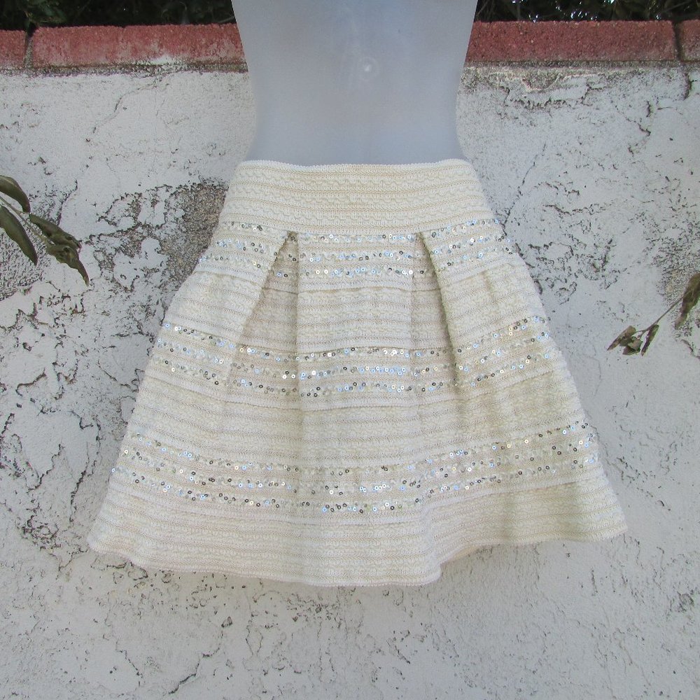 Ginger G cream sequin skater skirt L
